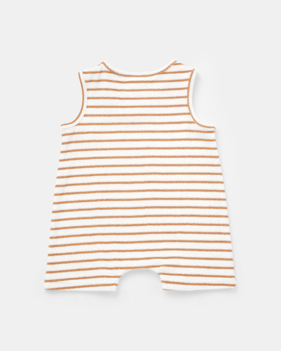 Brodie Romper - Tan Stripe