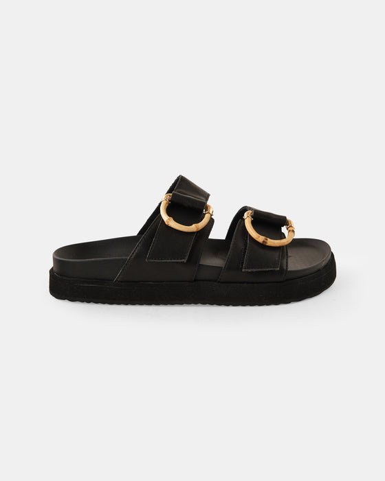 Mint Leather Slide - Black Bamboo