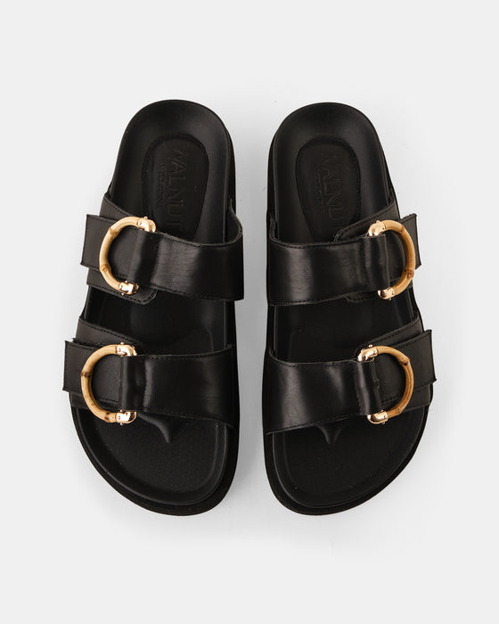 Mint Leather Slide - Black Bamboo