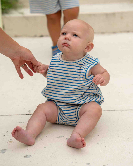 Brodie Romper - Cobalt Stripe