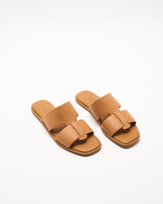 Roma Leather Slide - Coconut Tan