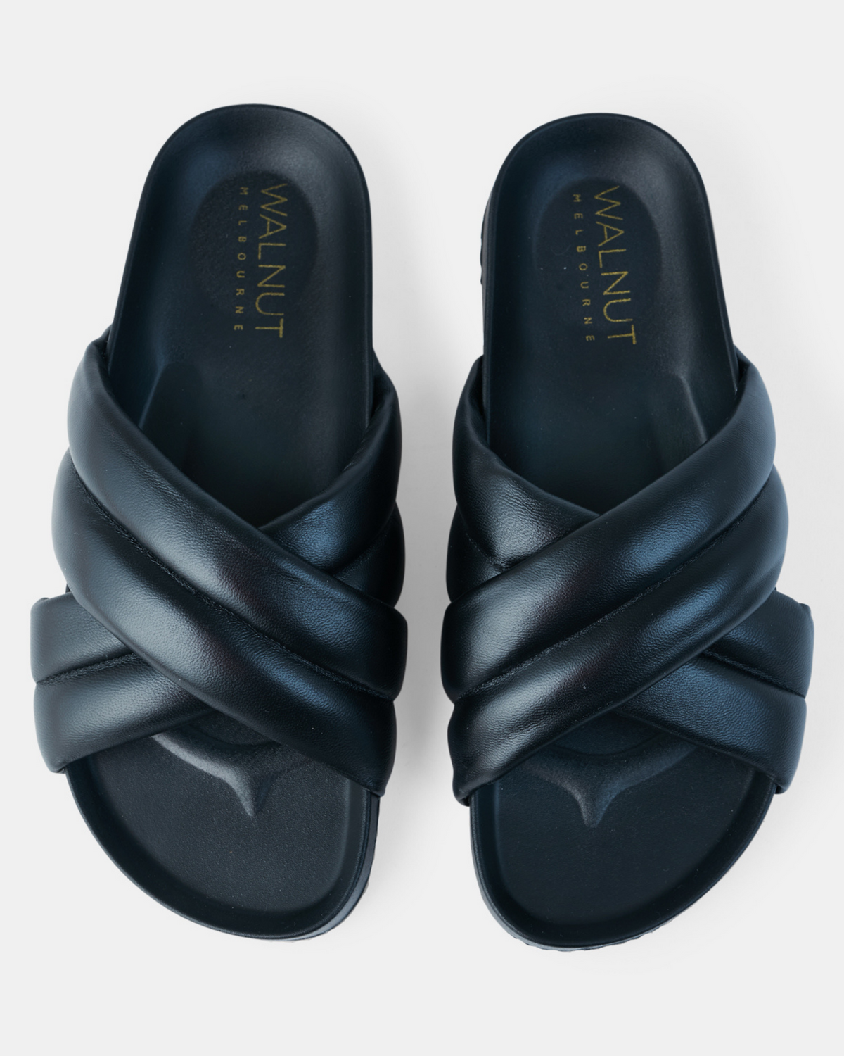 Black deals leather slides