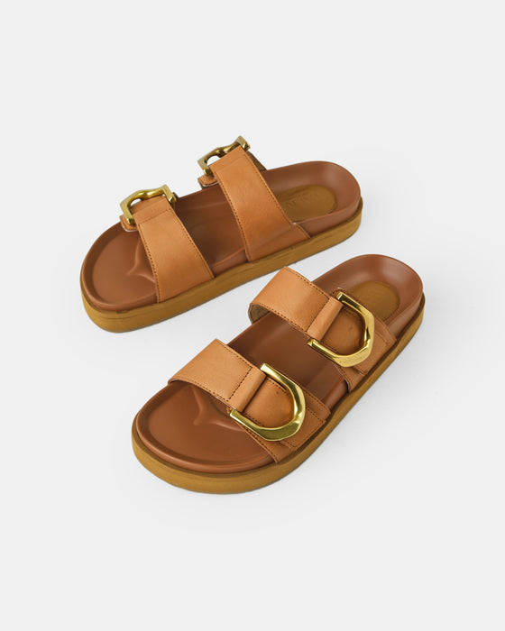 Mint Leather Slide - Coconut Tan