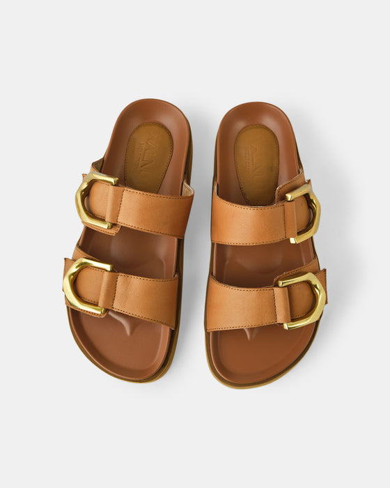 Mint Leather Slide - Coconut Tan