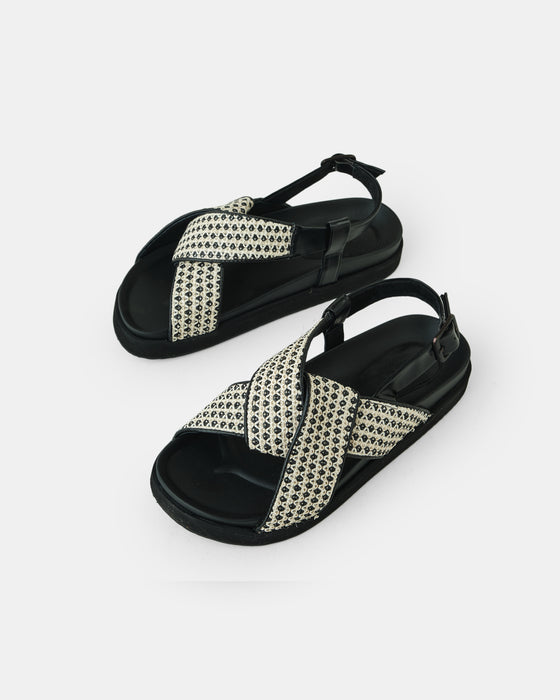 Mya Sandal - Black Woven