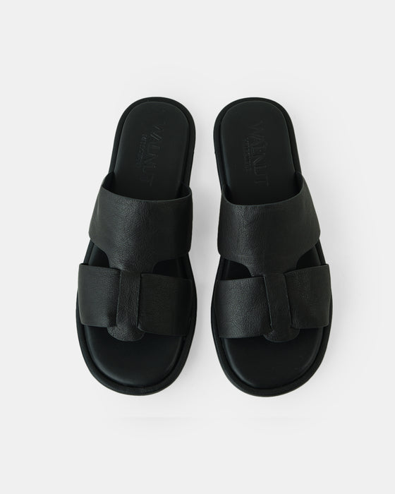 Roma Leather Slide - Black