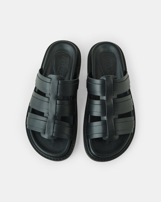 Olena Leather Slide - Black