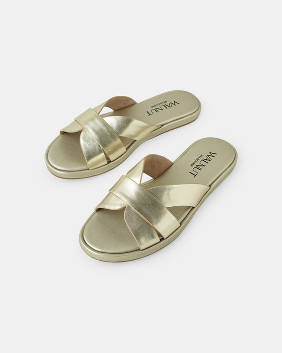 Lola Leather Slide - Champagne