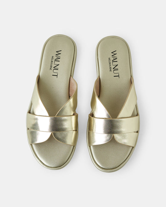 Lola Leather Slide - Champagne