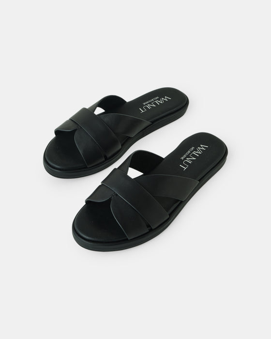 Lola Leather Slide - Black