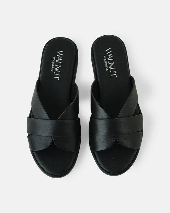 Lola Leather Slide - Black