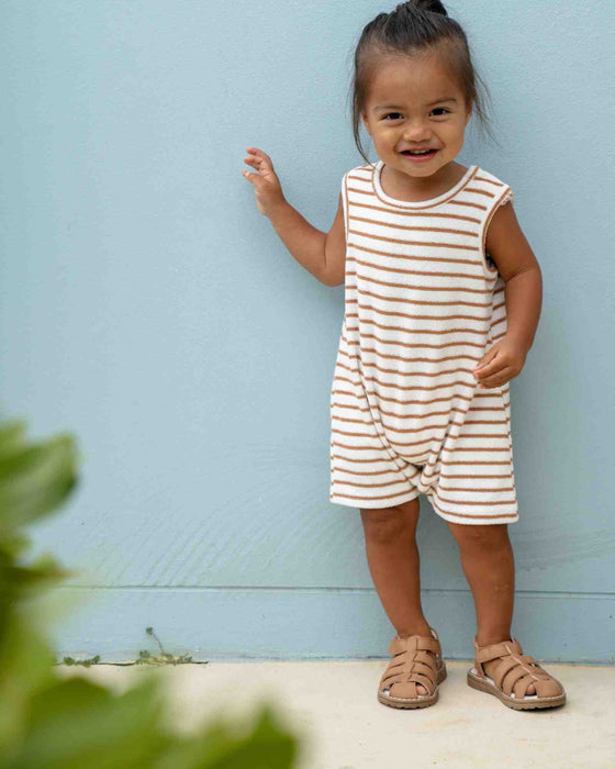 Brodie Romper - Tan Stripe