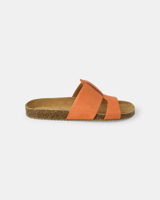 Bay Leather Slide - Orange