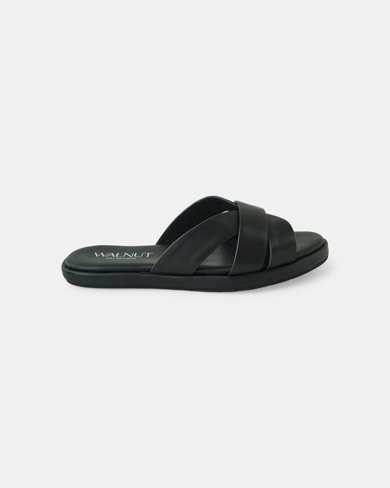 Lola Leather Slide - Black