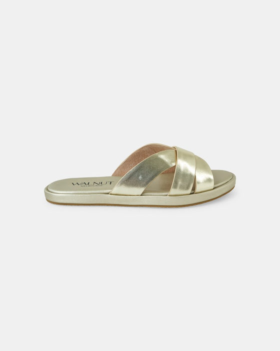 Lola Leather Slide - Champagne