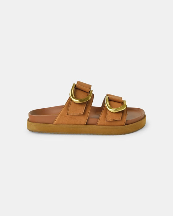 Mint Leather Slide - Coconut Tan