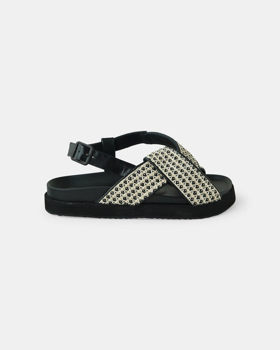 Mya Sandal - Black Woven