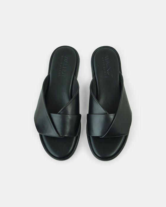 Vero Moda double strap leather sandals in black | ASOS