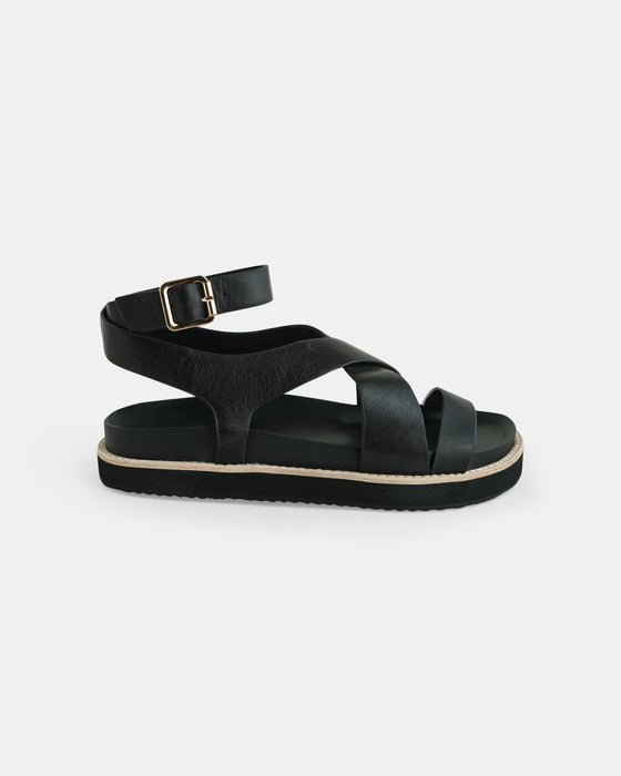 Pilar Leather Sandal - Black