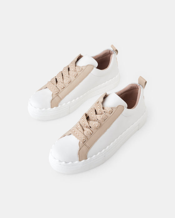 Hut Leather Sneaker - White Beige